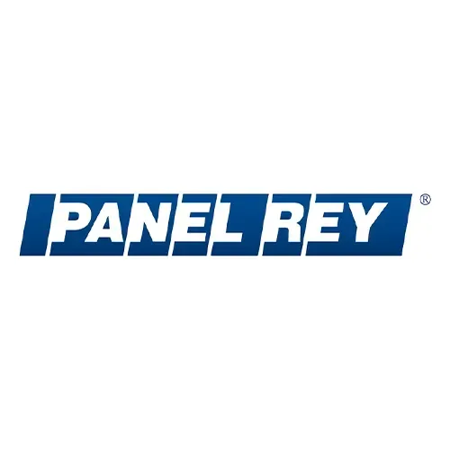 El logo del panel rey es azul y blanco sobre un fondo blanco.