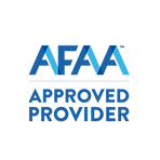 AFAA Approved Provider logo with stylized blue letters and text stacked below on a white background.