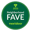 A round, dark green Nextdoor 