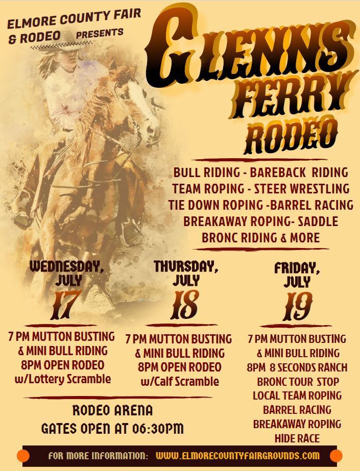 A poster for glenn 's ferry rodeo is shown