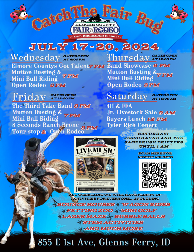 A poster for catch the fair bug shows a man riding a horse