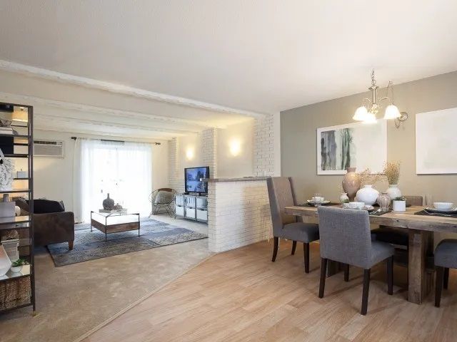 Living and dining rooms at Northgate Apartments.