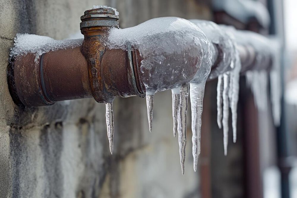 Closer Look Of A Frozen Pipe