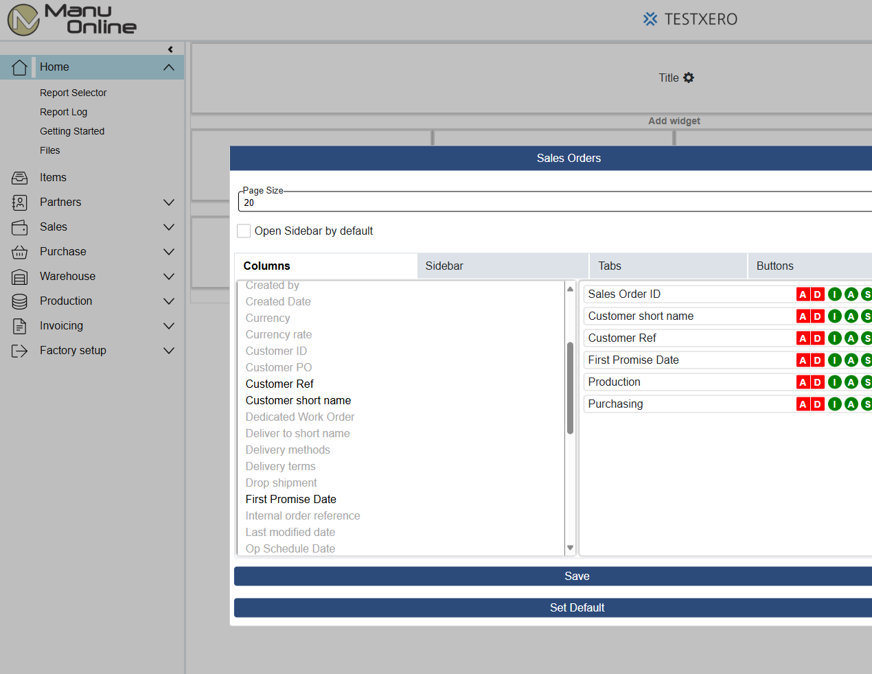 Manu Online page layout editor screenshot