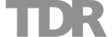 The letters tdr are gray and white on a white background.