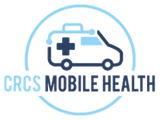 Logo: Blue and white ambulance with medical cross, inside a circle. Text reads "CRCS MOBILE HEALTH."
