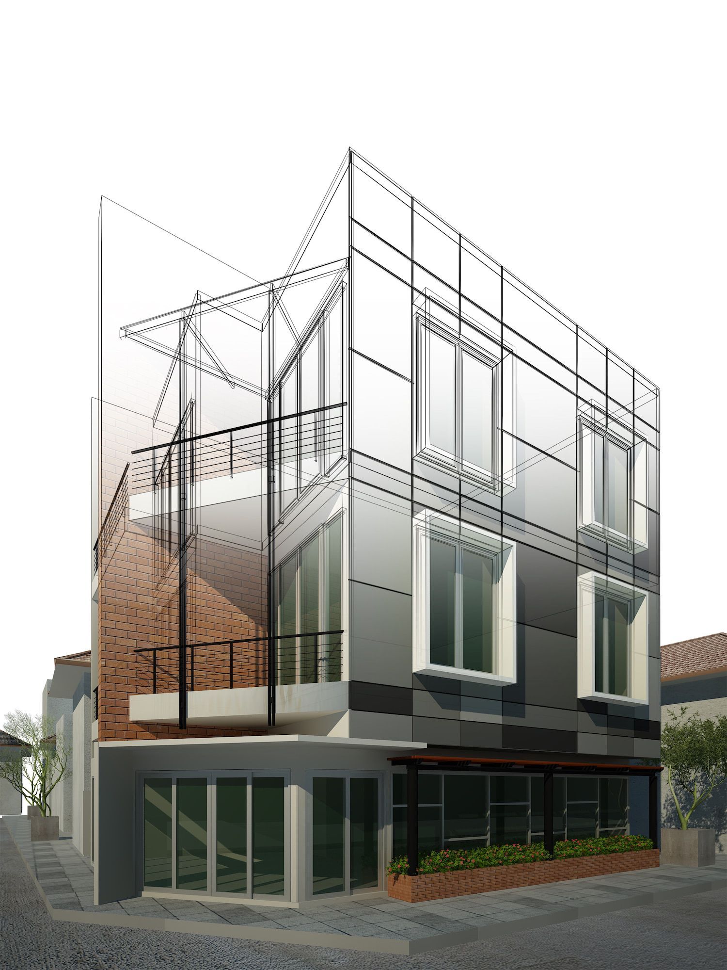 an artist 's impression of a modern building with a balcony