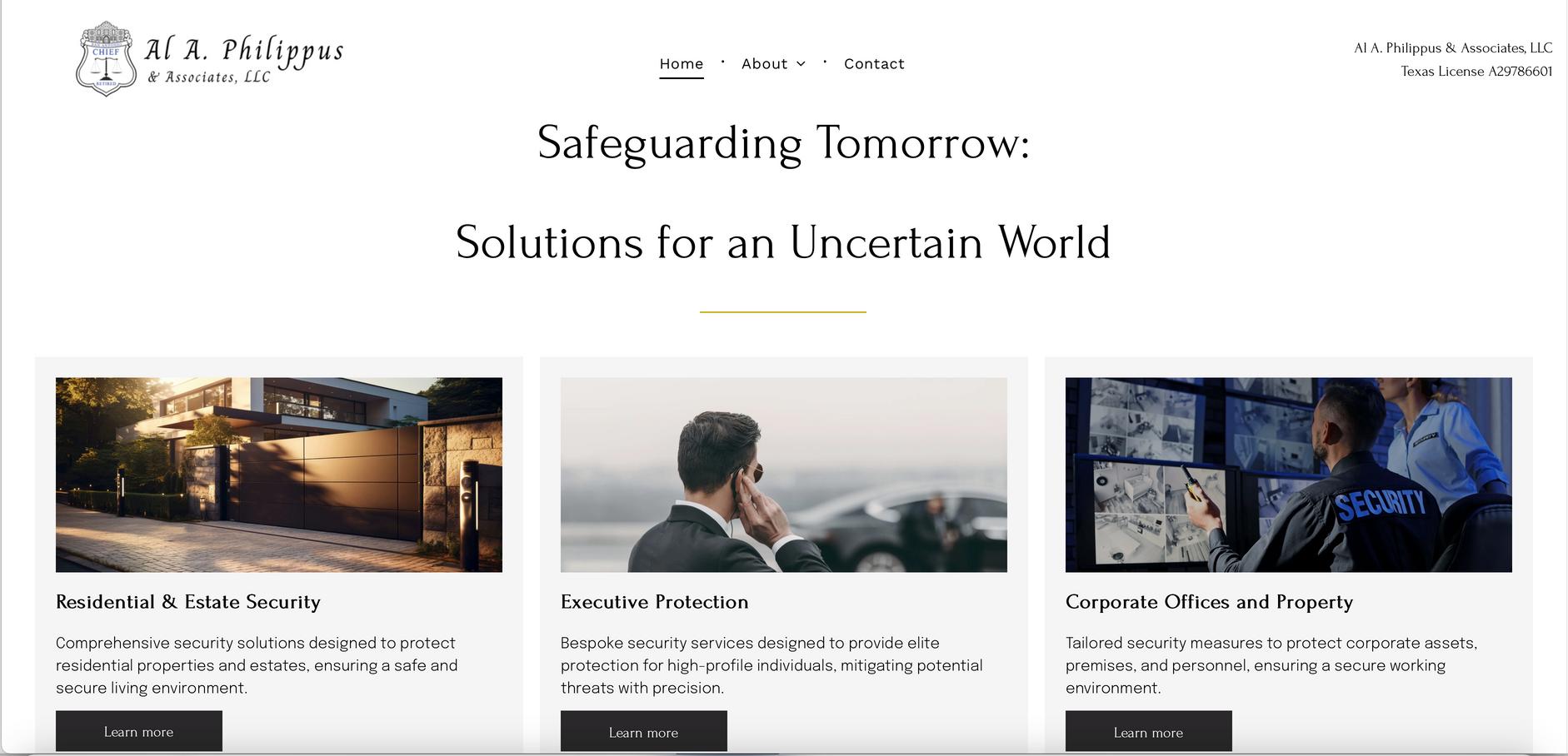 A screenshot of a website with three images of a man talking on a cell phone.