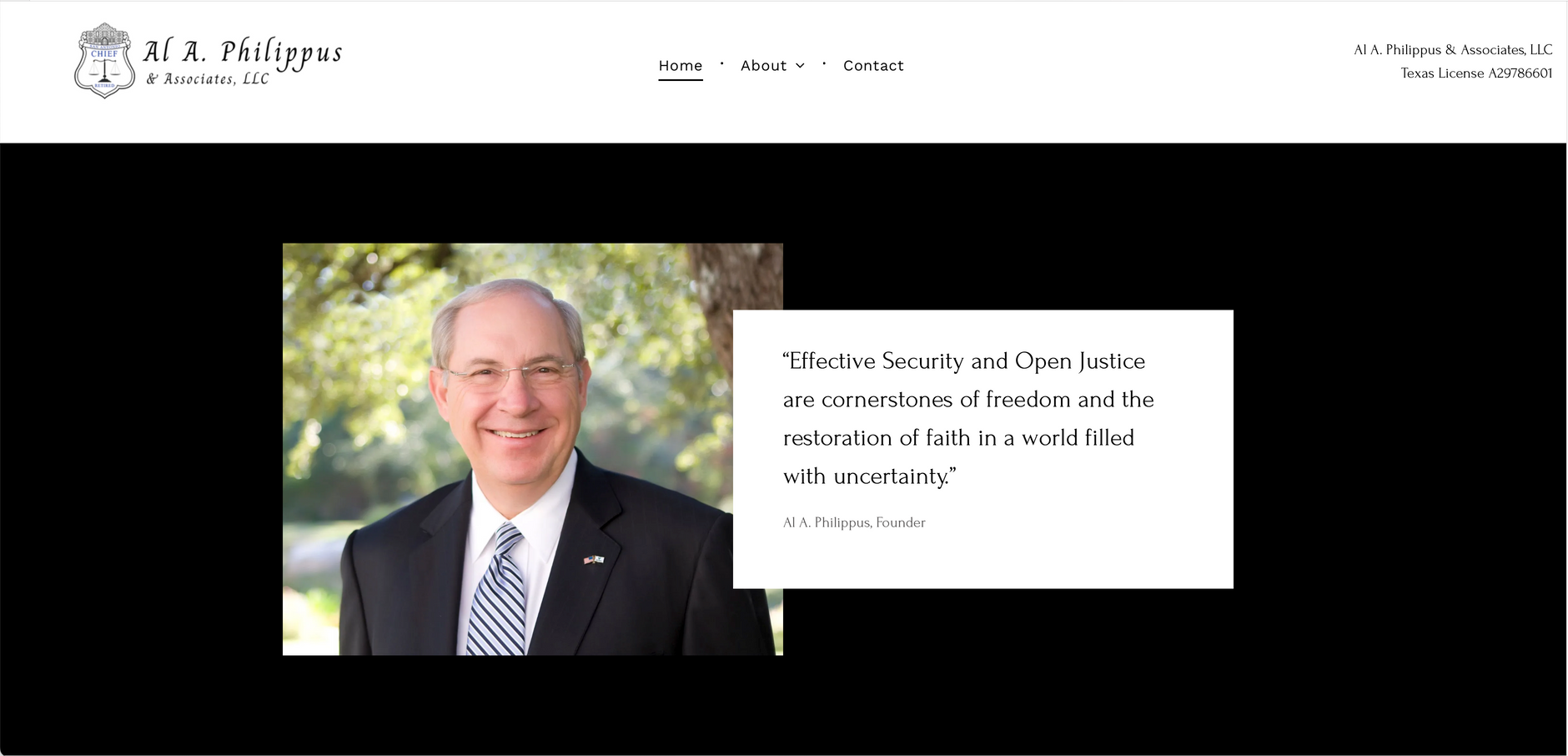 A man in a suit and tie is on a website.