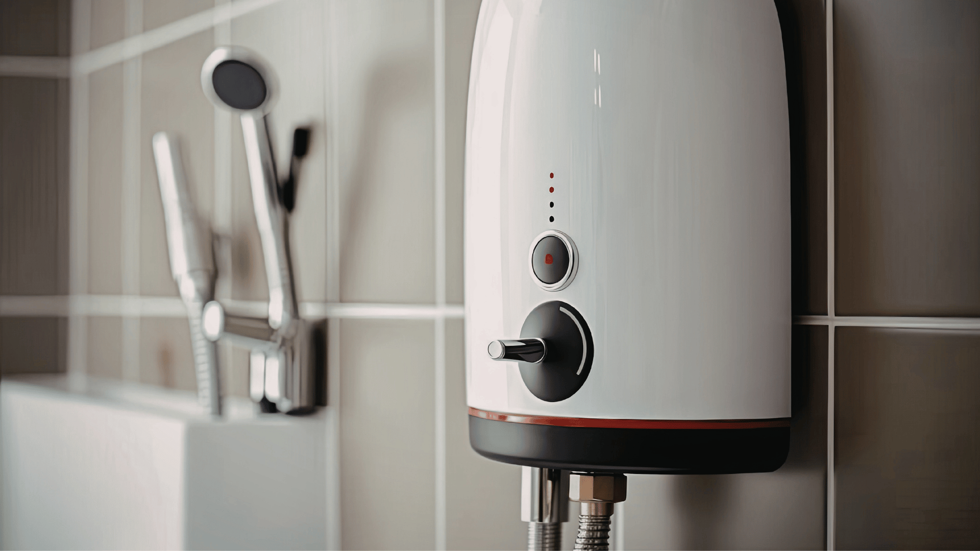 Man in safety glasses and gloves works on a white wall-mounted heating system.
