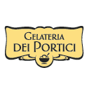 Logo della Gelateria Dei Portici: insegna gialla con testo nero e icona a forma di vaschetta di gelato.