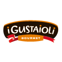 Logo de i Gustaioli Gourmet, caratterizzato da un ovale marrone con testo bianco e striscione arancione con nastro rosso.