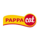 Logo per Pappa Cat, caratterizzato da un disegno giallo e rosso con il nome del marchio.