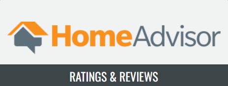 A home advisor logo with ratings and reviews written below it.