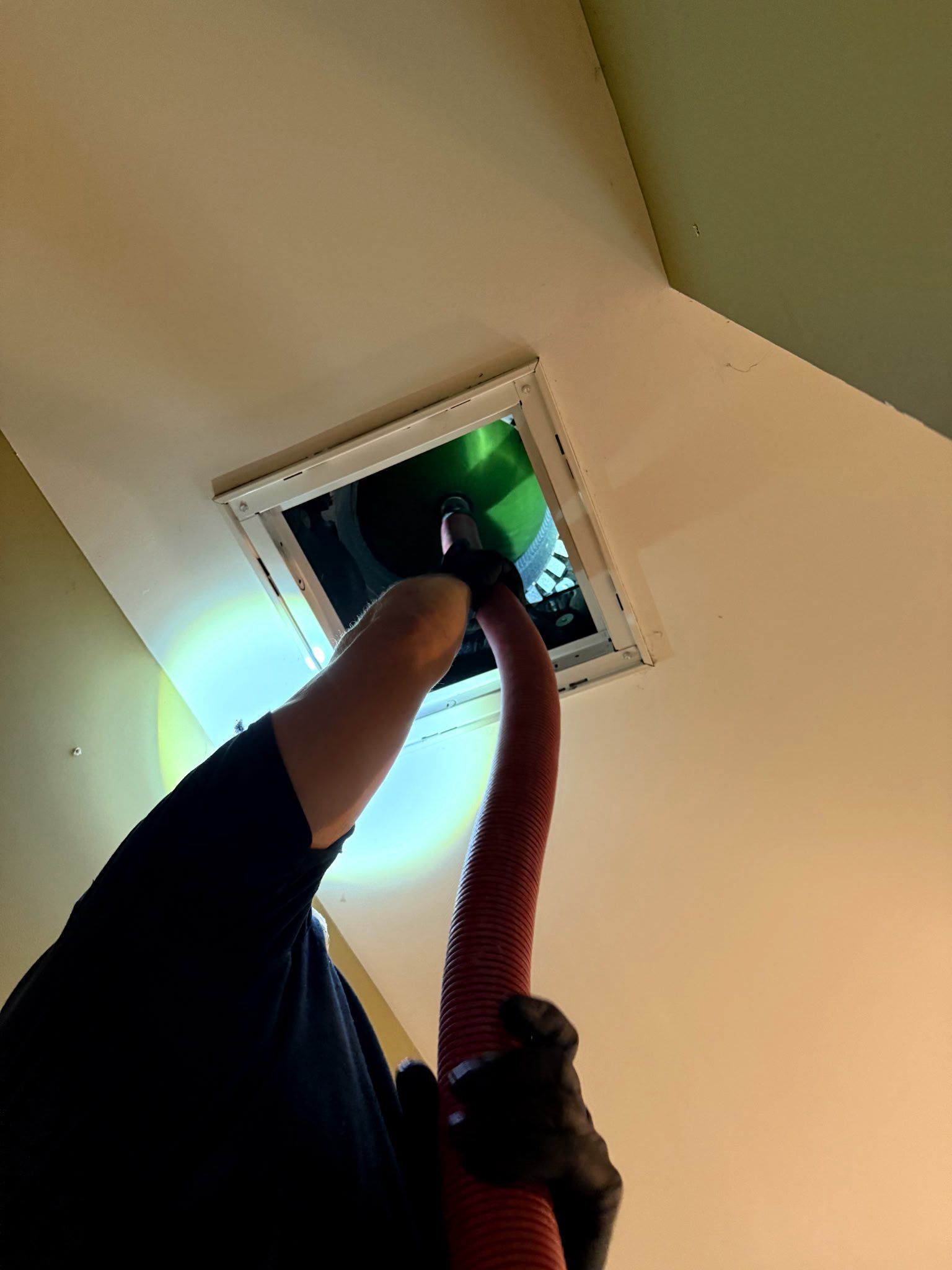Professional air duct cleaning in progress