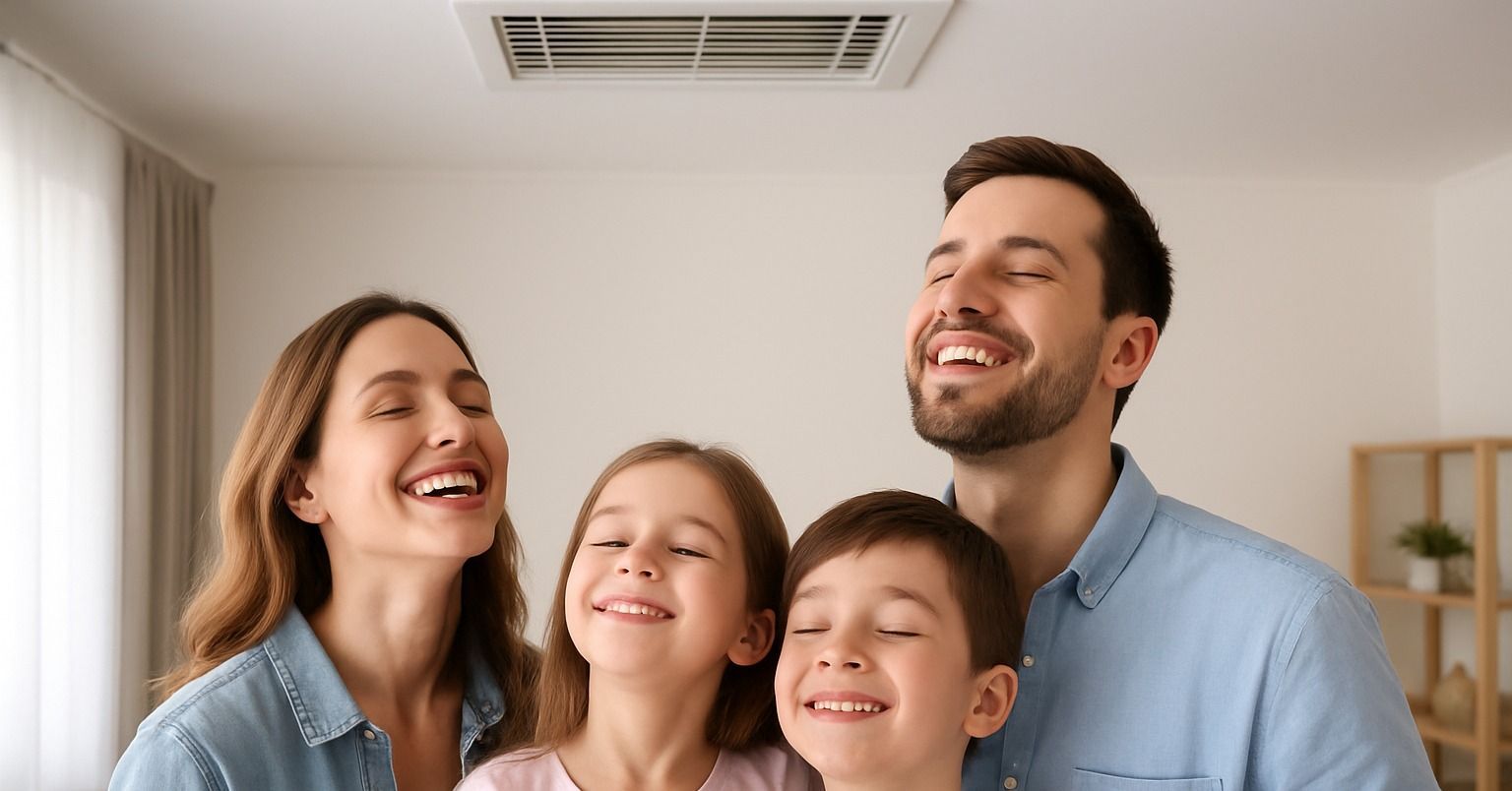 Family enjoying clean air from professional duct cleaning