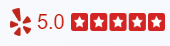 A red and white logo with five stars on it.