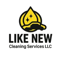 LIKE NEW Cleaning Services LLC logo with yellow cleaning icon and bold black text