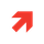 Red upward-right arrow logo on a white background