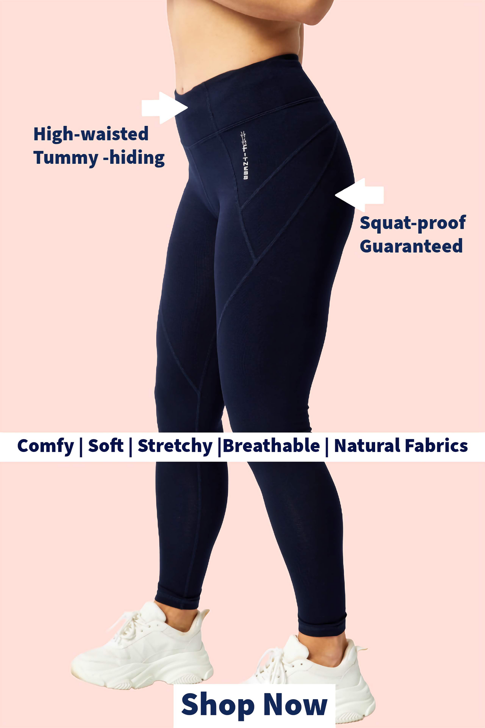 Natural Fibre leggings on a 40+ women, which are designed in Australia