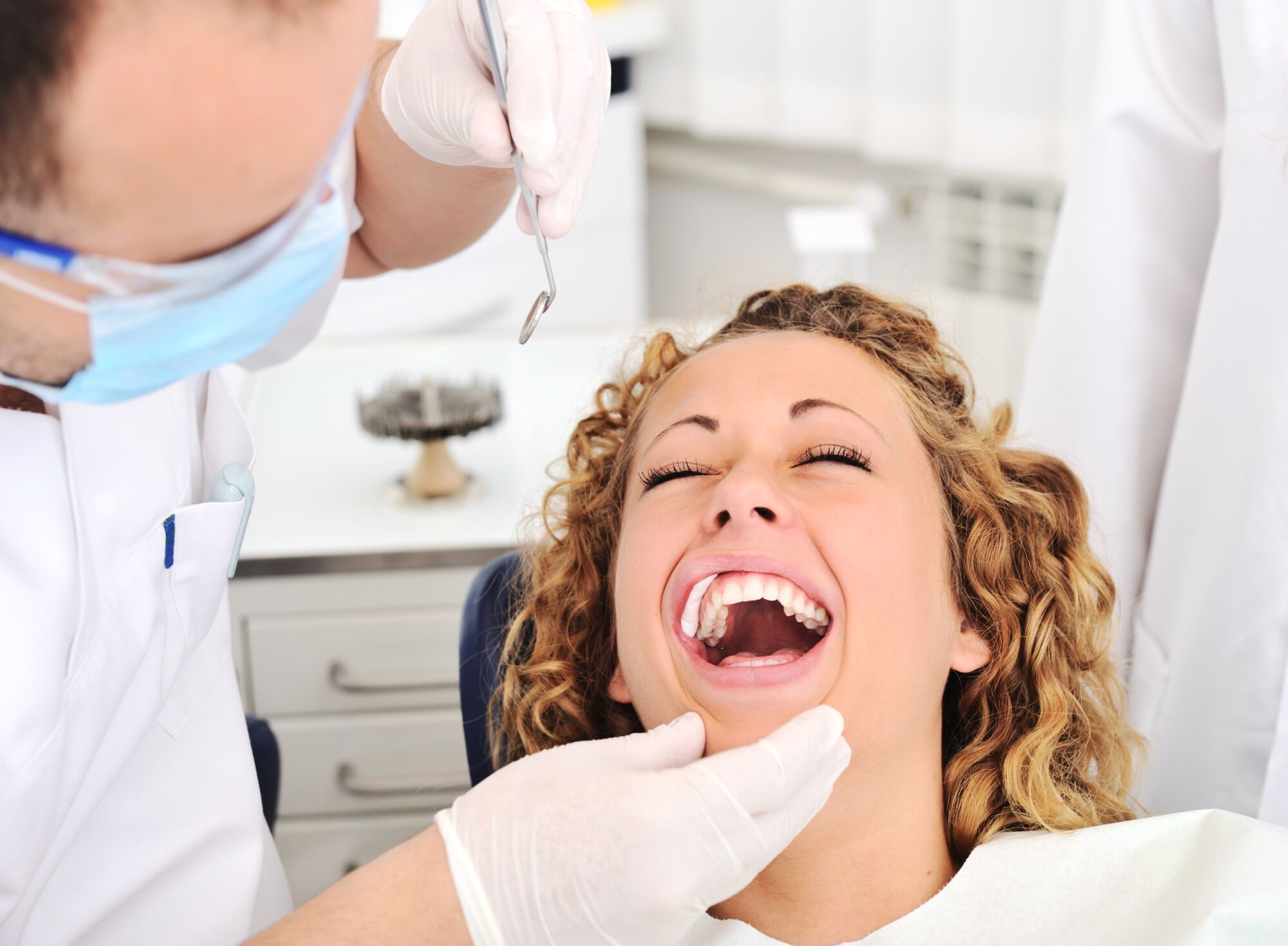 woman at dentist getting a check up