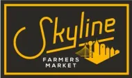Logo for Skyline Farmers Market: Gold text and outline on a black background.