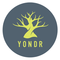 A logo for yondr with a tree in the center