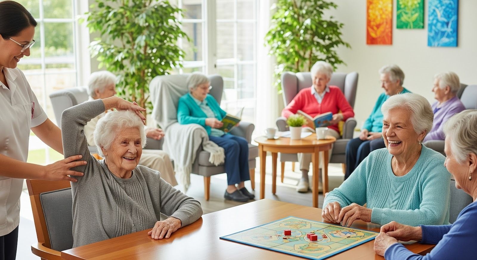 seniors playing board game