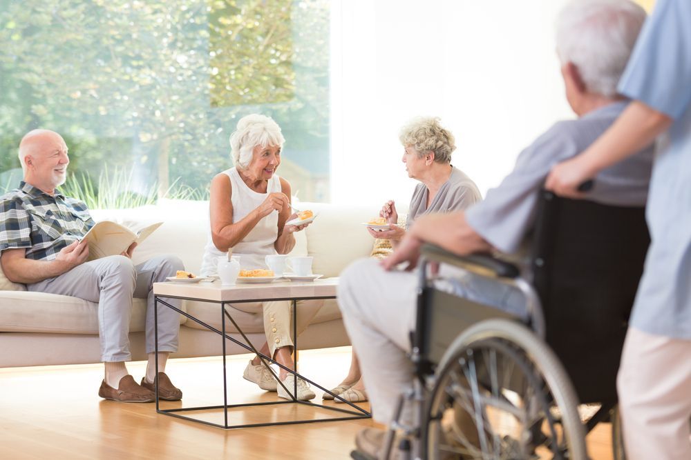 Two elder women sitting on the sofa