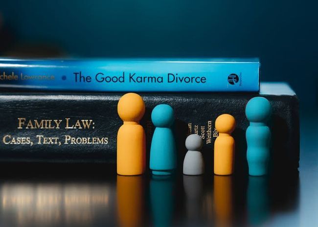 A stack of books titled family law cases text problems