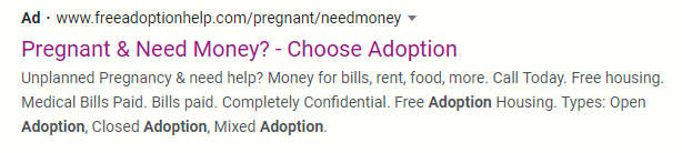 Ad for adoption services:
