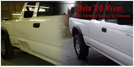 Repair to dent on truck