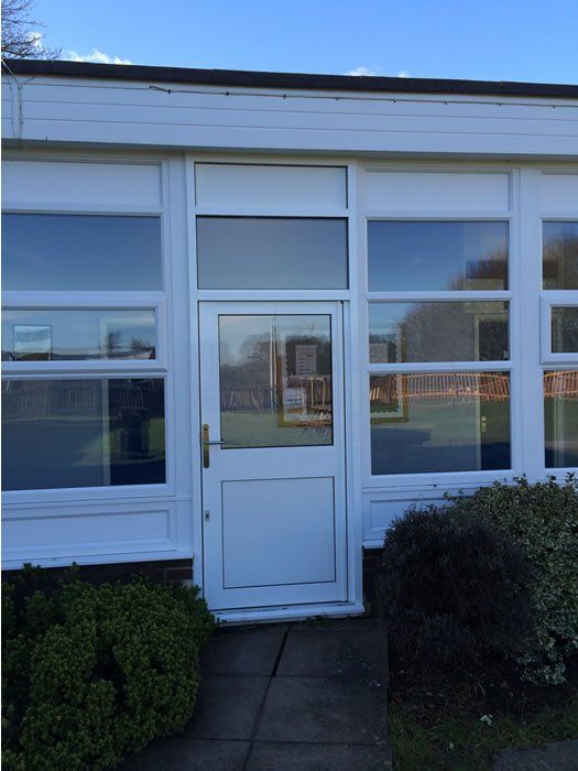 front on external white door