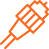 An orange icon of a cable with two wires coming out of it.