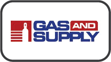 A gas and supply logo with a bottle in the middle.