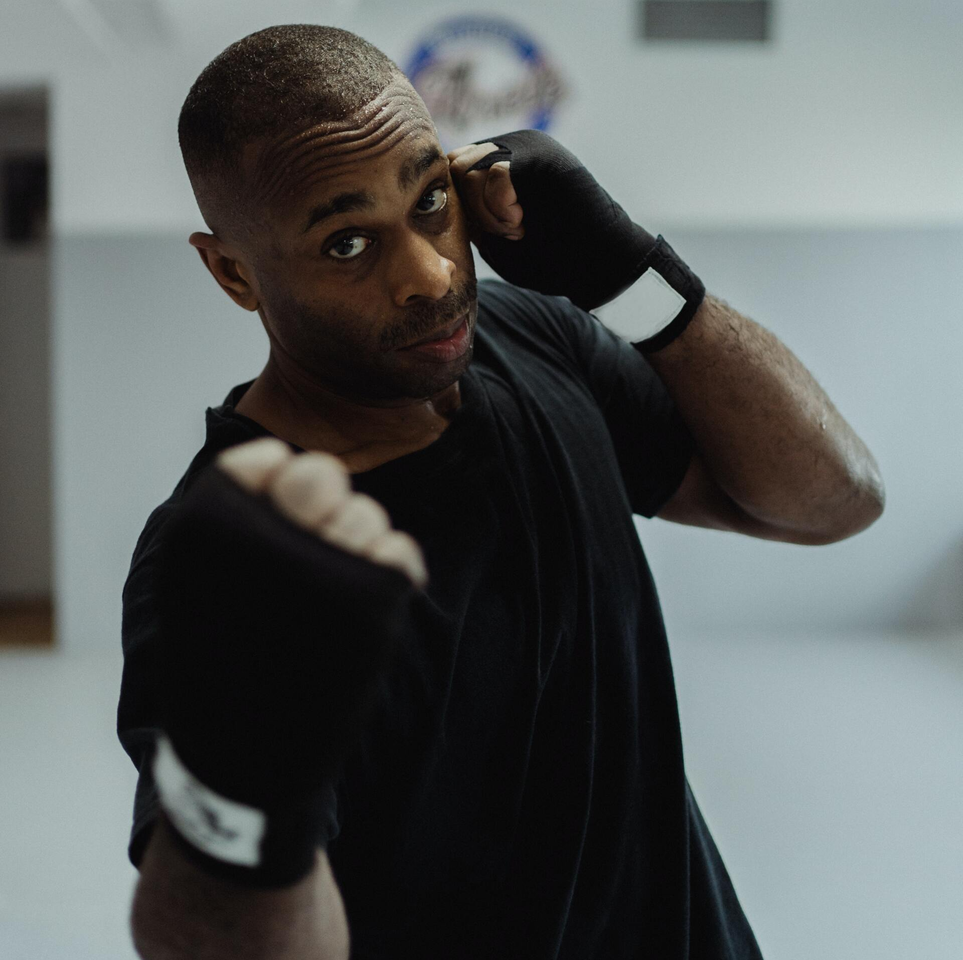 Man in uppercut boxing position