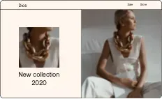 Woman in white wearing gold chain necklace, part of new collection 2020.
