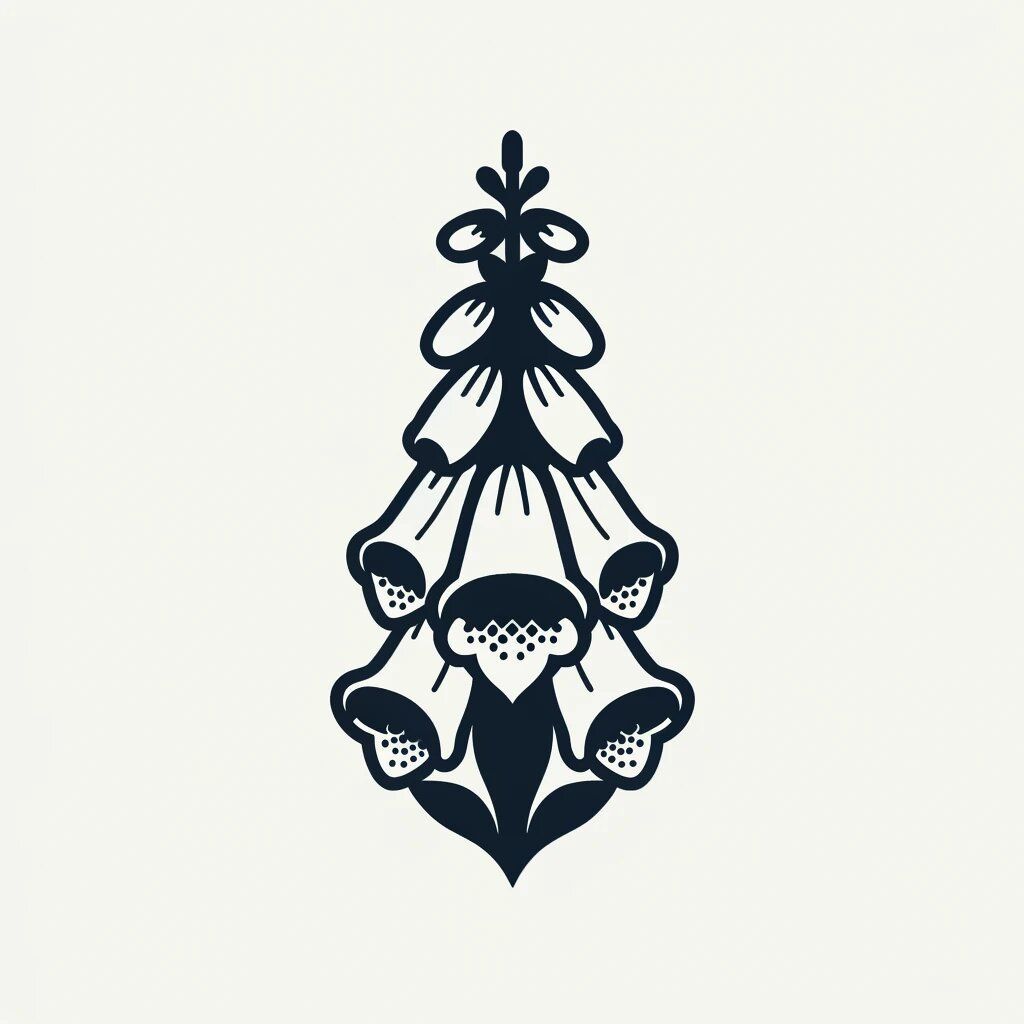 Foxglove Decor logo of a Foxglove plant in black on a cream background.