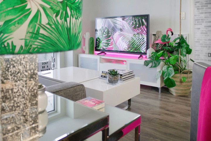 Dining table in a restaurant setting with a desk, patio, and altar.