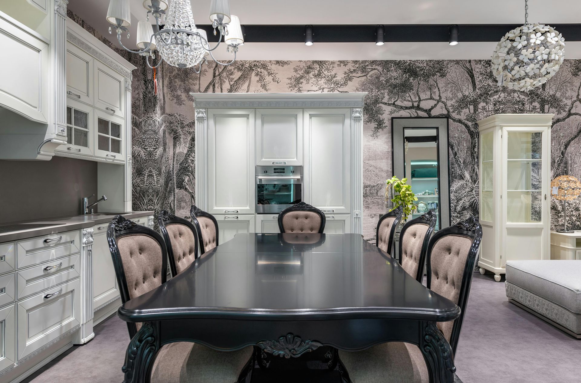 Luxurious modern silver and black kitchen in Sunderland, UK painted by Foxglove Decor