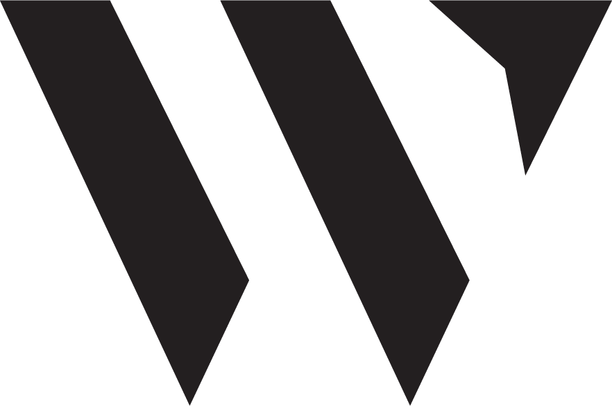 a black and white logo of the letter w on a white background .