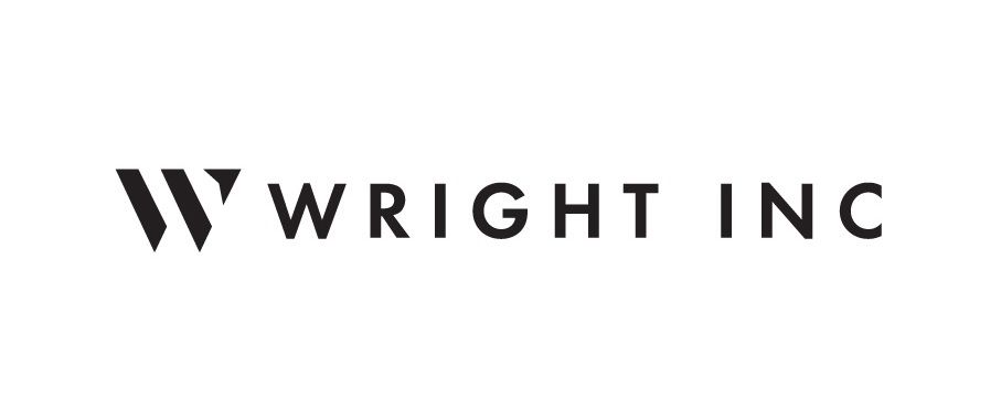 the logo for w wright inc is a black and white logo on a white background .
