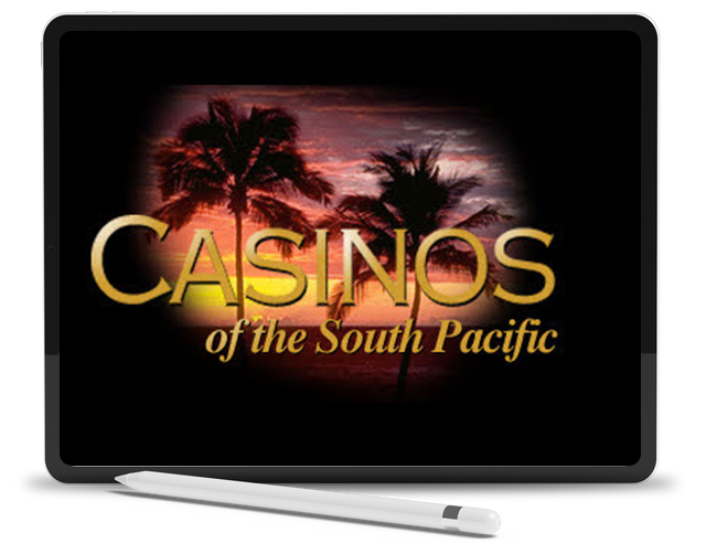 a tablet with the words casinos of the south pacific on it