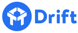 A blue logo with the word drift in white letters