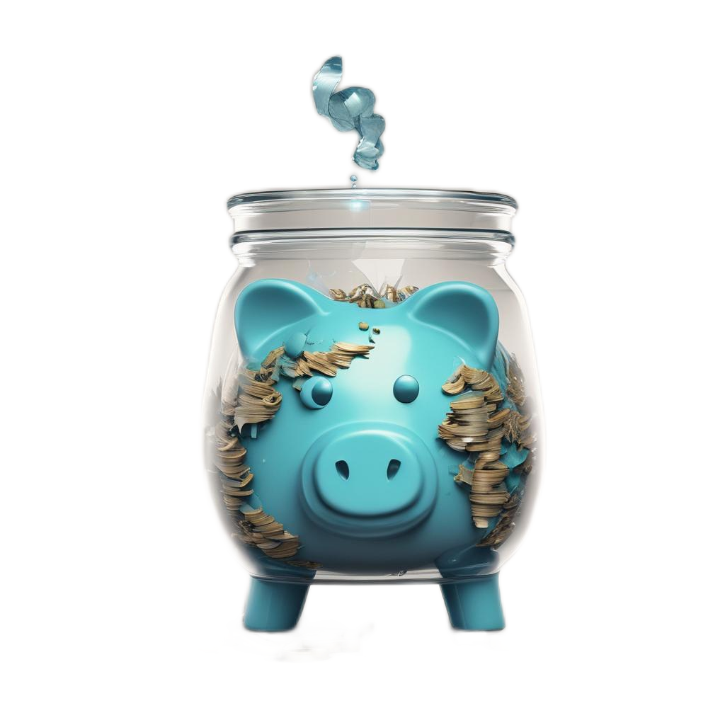 a blue piggy bank with a globe on it and smoke coming out of it .