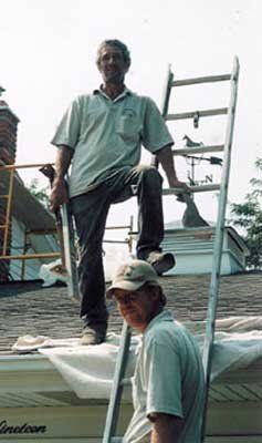 Two Men On The Ladder — St. Charles, MI — Nader's Masonry, Inc.