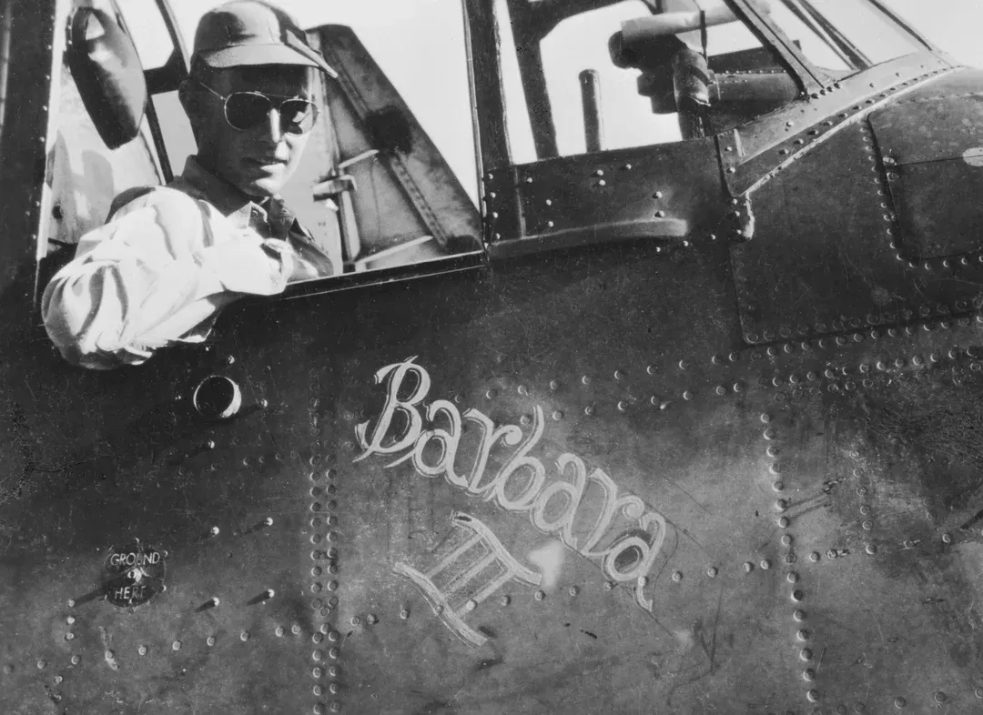 Pilot in cockpit with