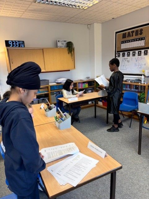 Students role play during the mock trial