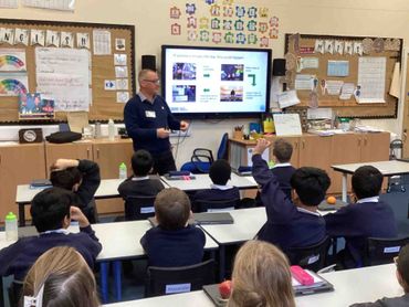 Picture of presentation to St James CofE Primary school in Ashton