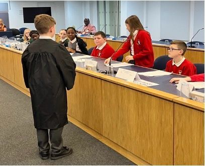 Year 6 mock trial competition. A local heat in progress